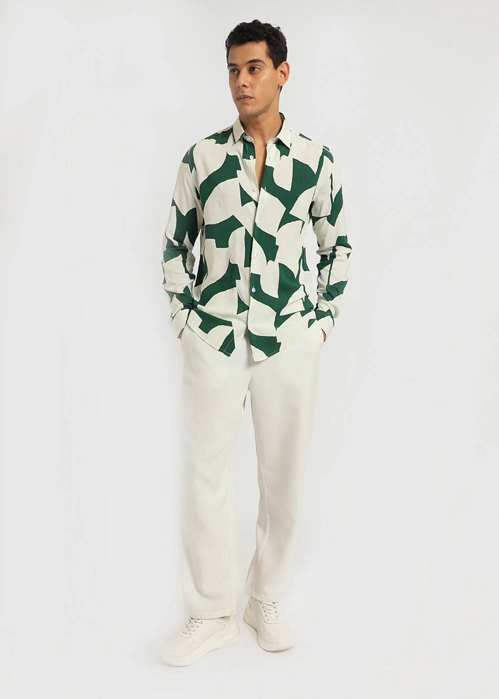 Abstract Green Print Full sleeve shirt - Image 7
