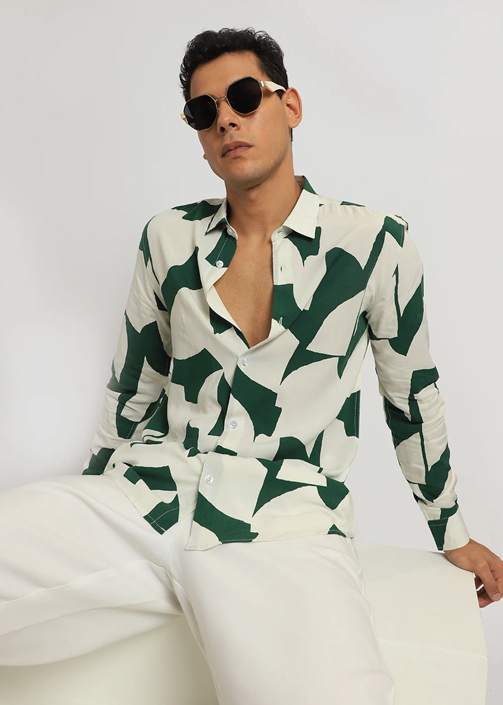 Abstract Green Print Full sleeve shirt - Image 8