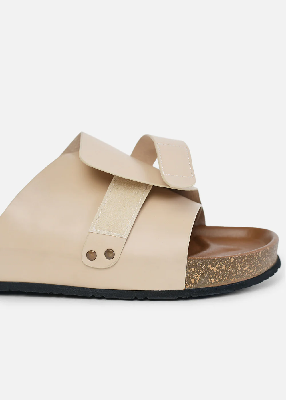 Beige Wide Strap Slip-On Sandals - Image 3
