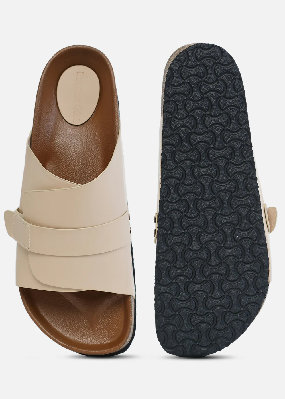Beige Wide Strap Slip-On Sandals - Image 6