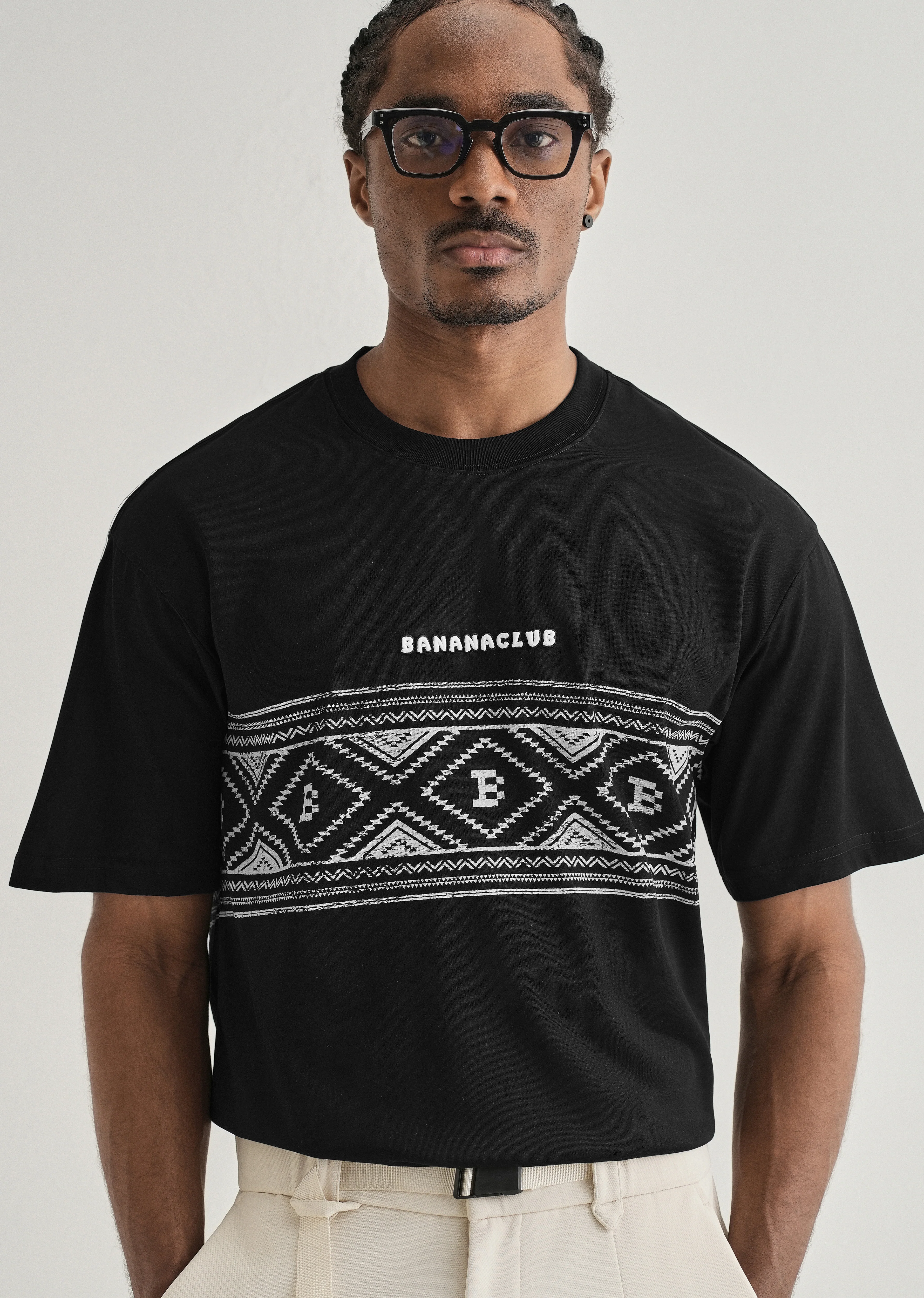 Black Aztec Printed Oversized T-shirt