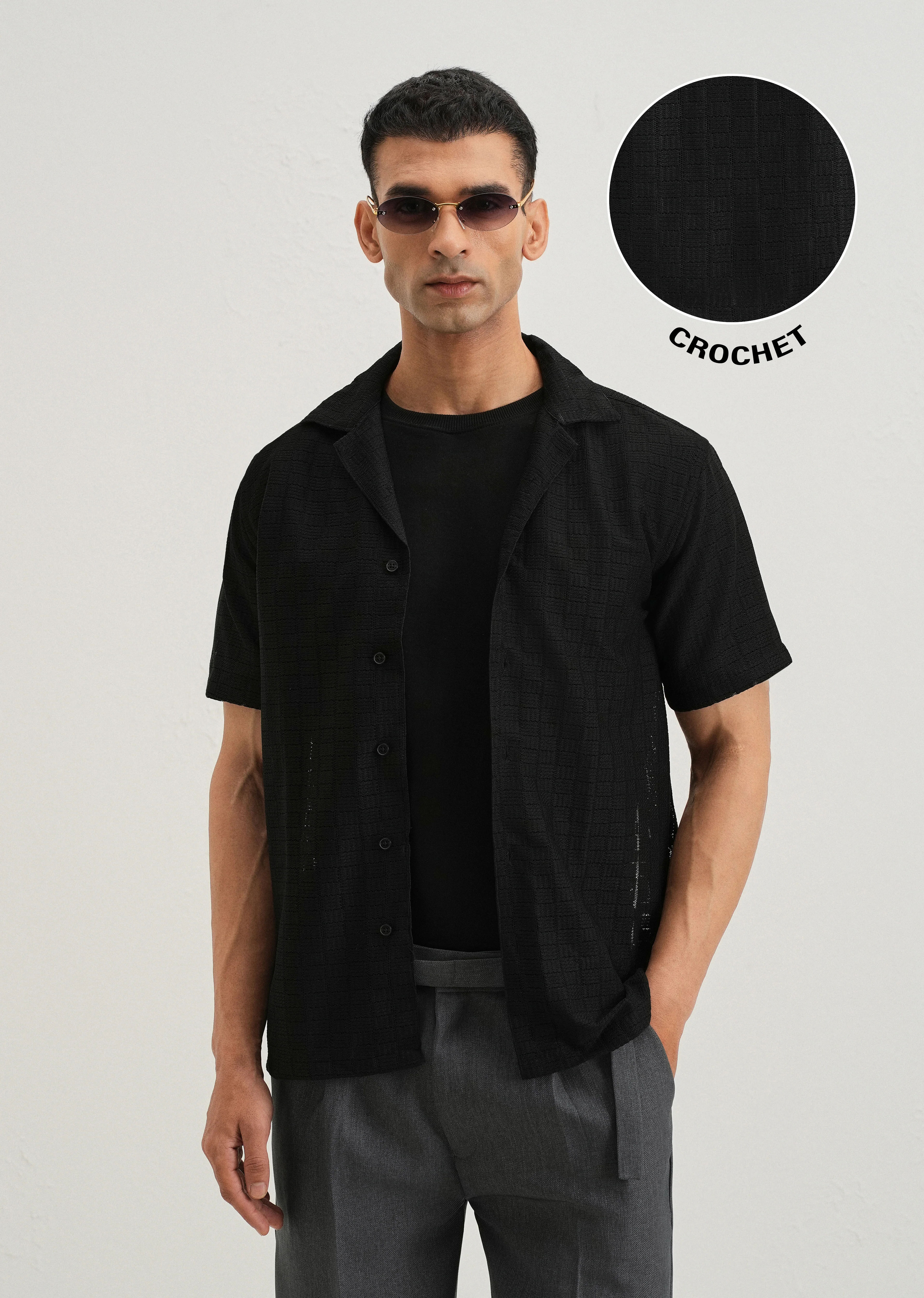 Black Crochet Shirt