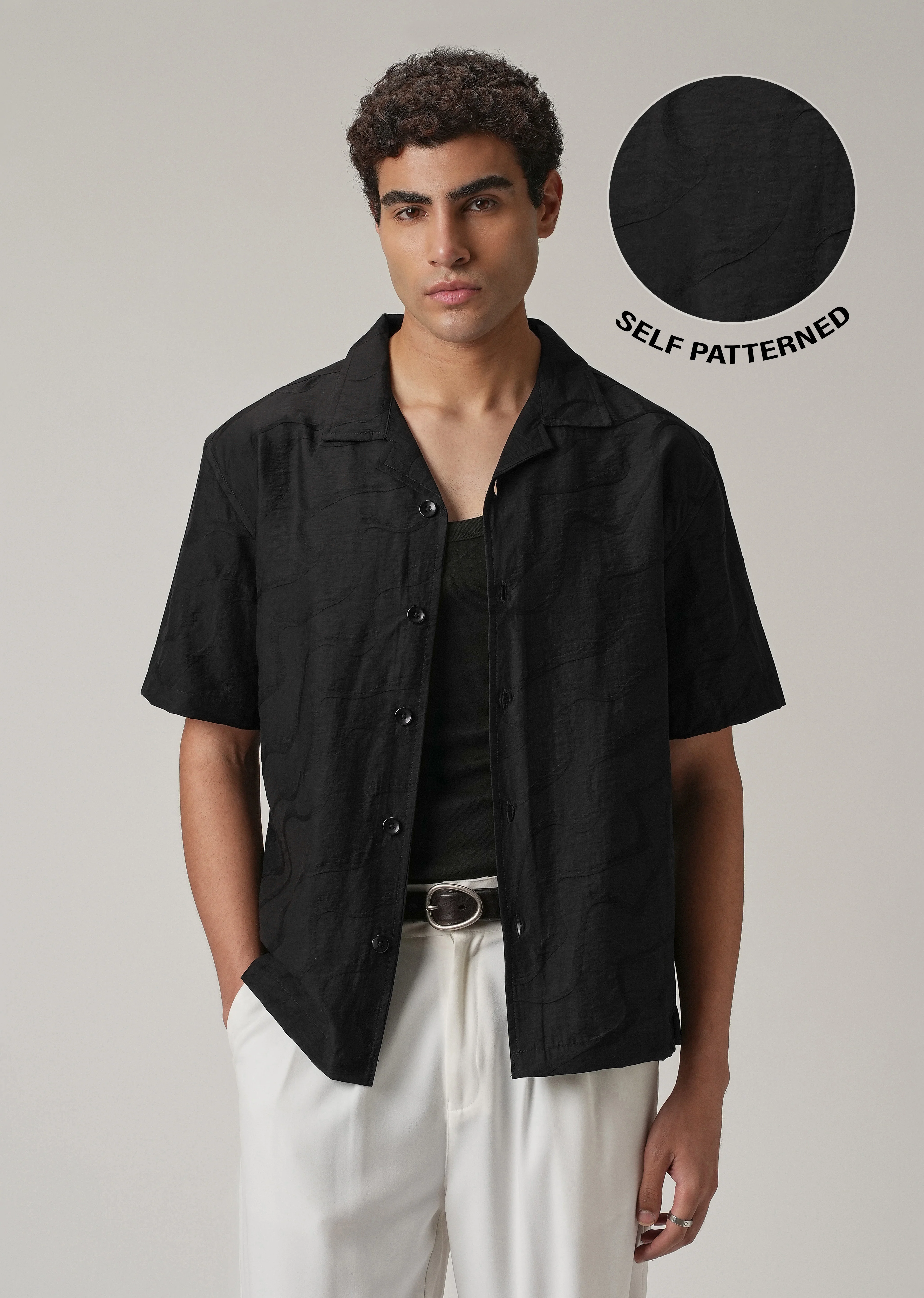 Black Self Pattern Shirt