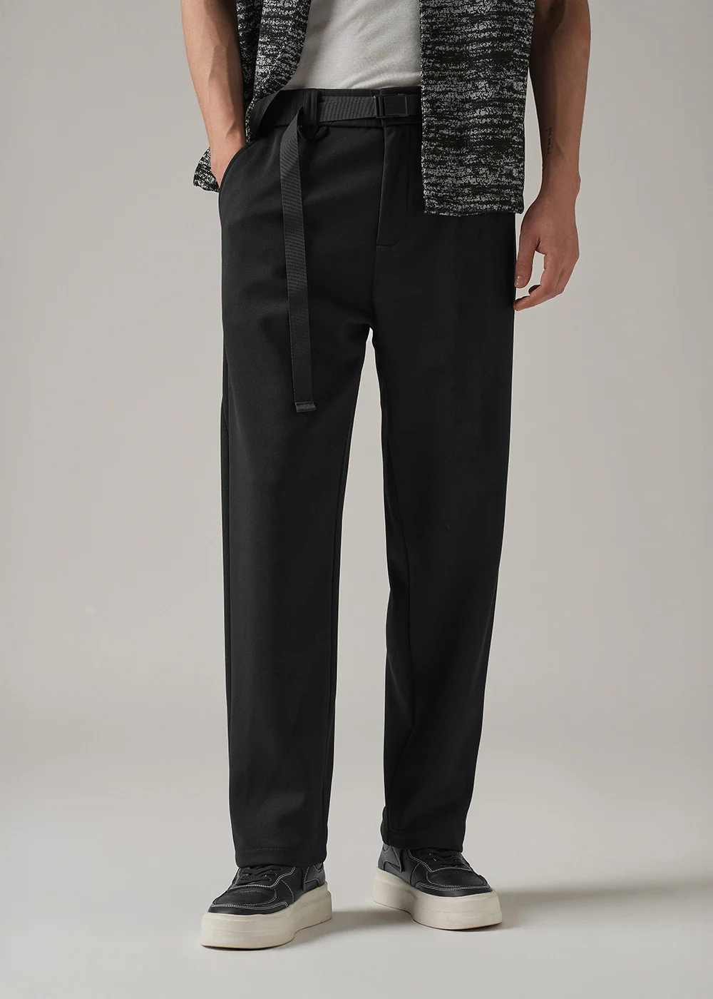 Black Stretch Elasticated Pant