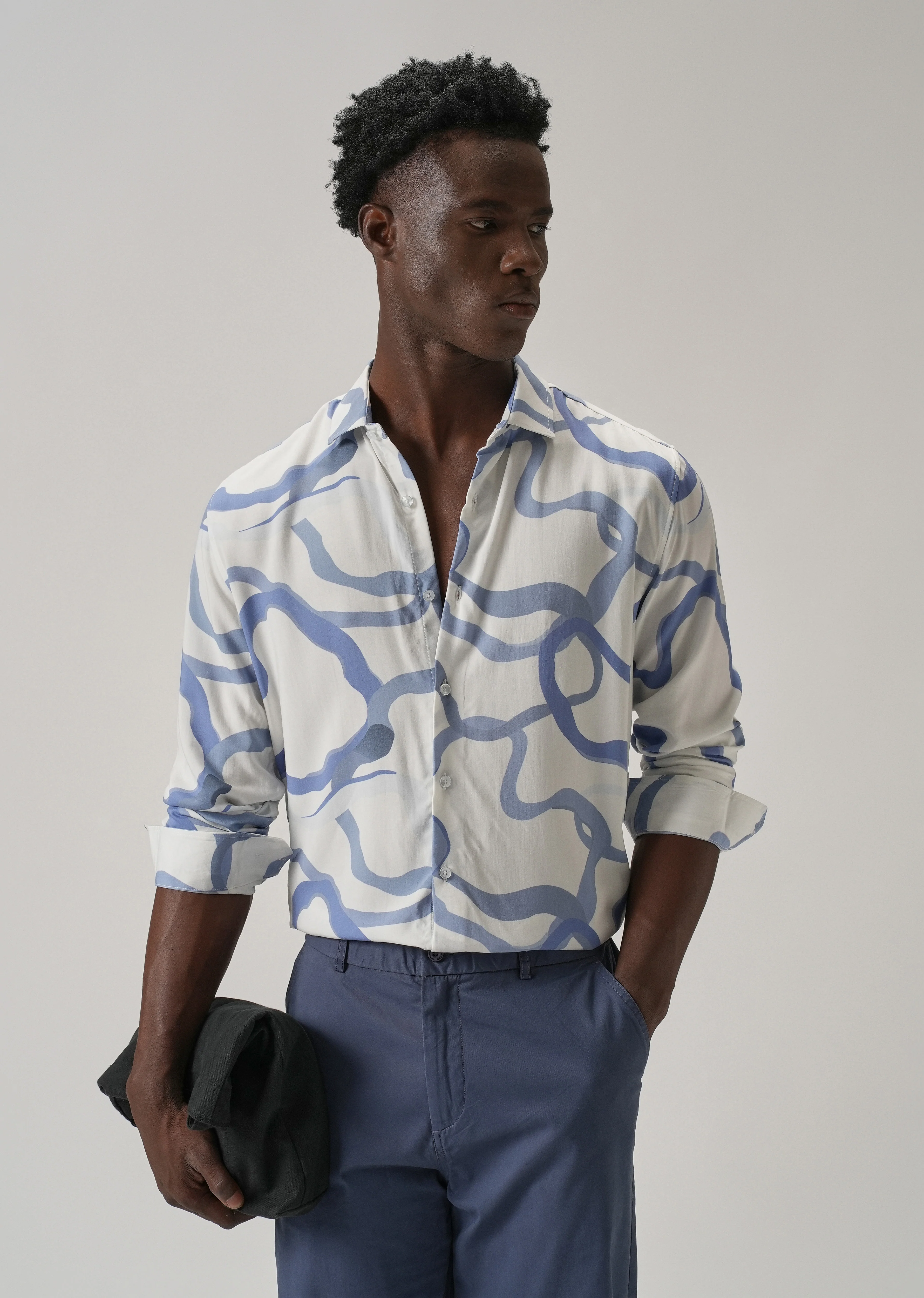 Blue Graffiti Printed Shirt