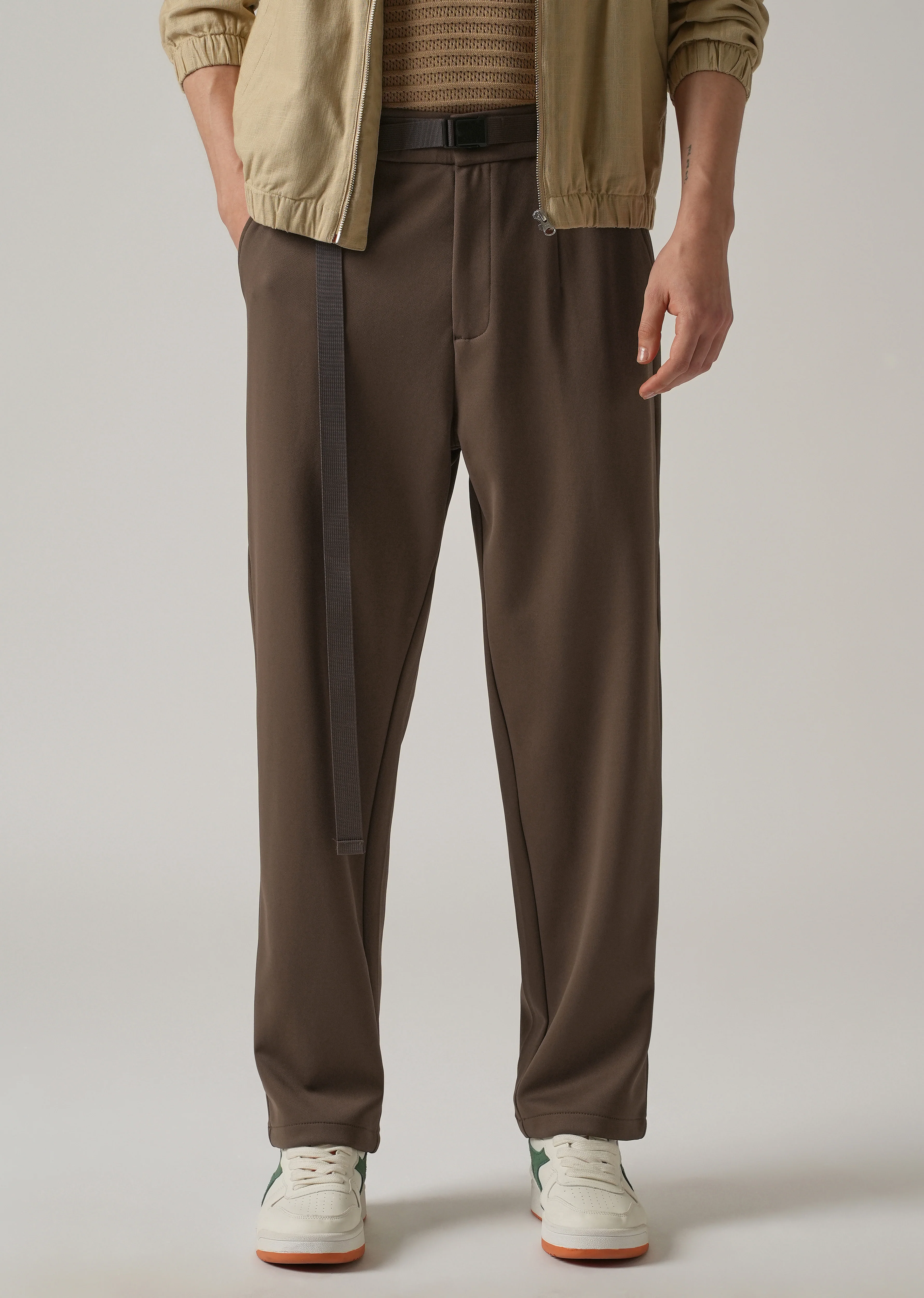 Brown Stretch Elasticated Pant