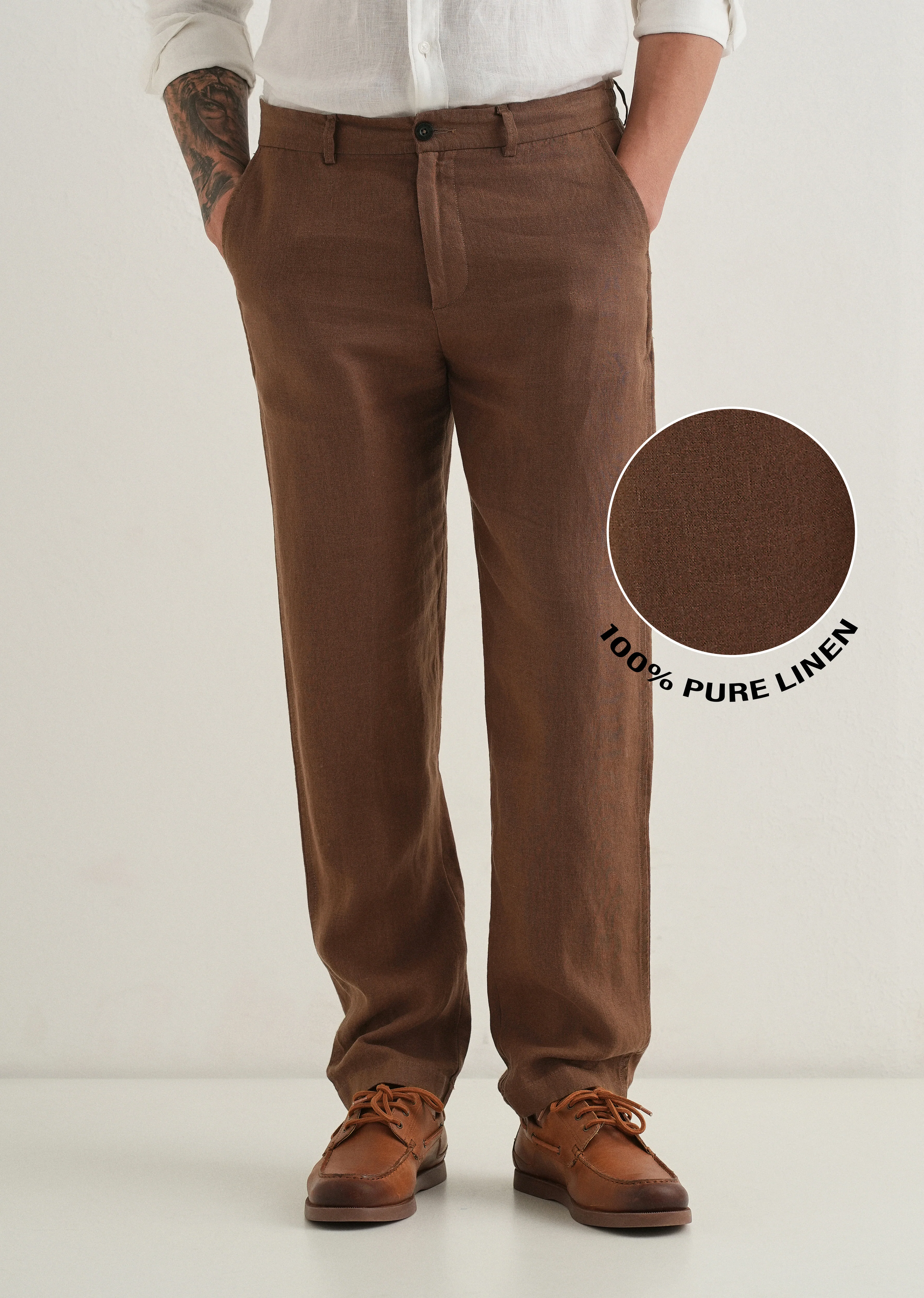 Chestnut Brown Linen Pant