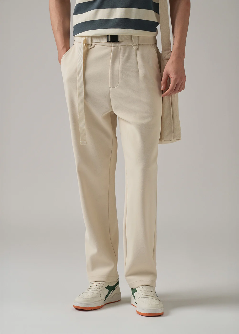 Cream Stretch Elasticated Pant
