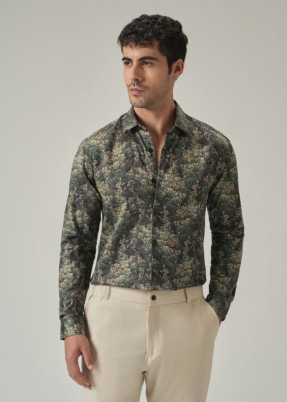 Dark Leaf Print Shirt
