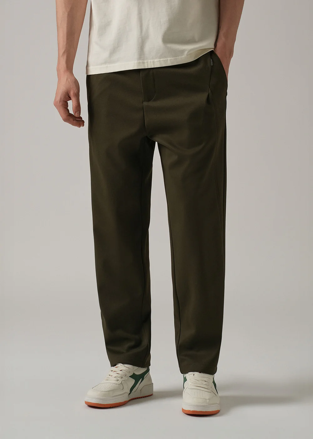 Dark Olive Textured Stretch Pant