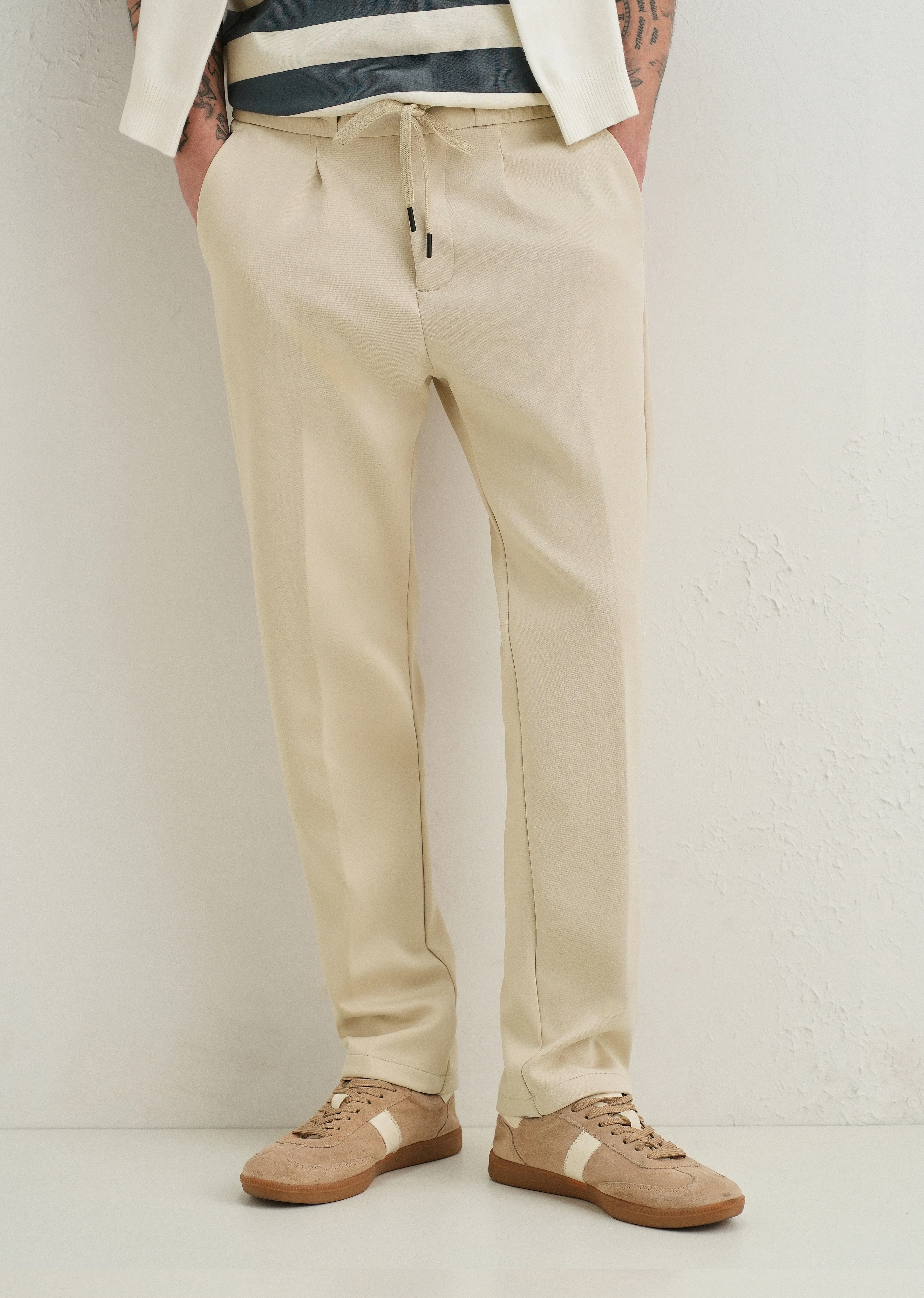 Ecru Drawstring Trousers