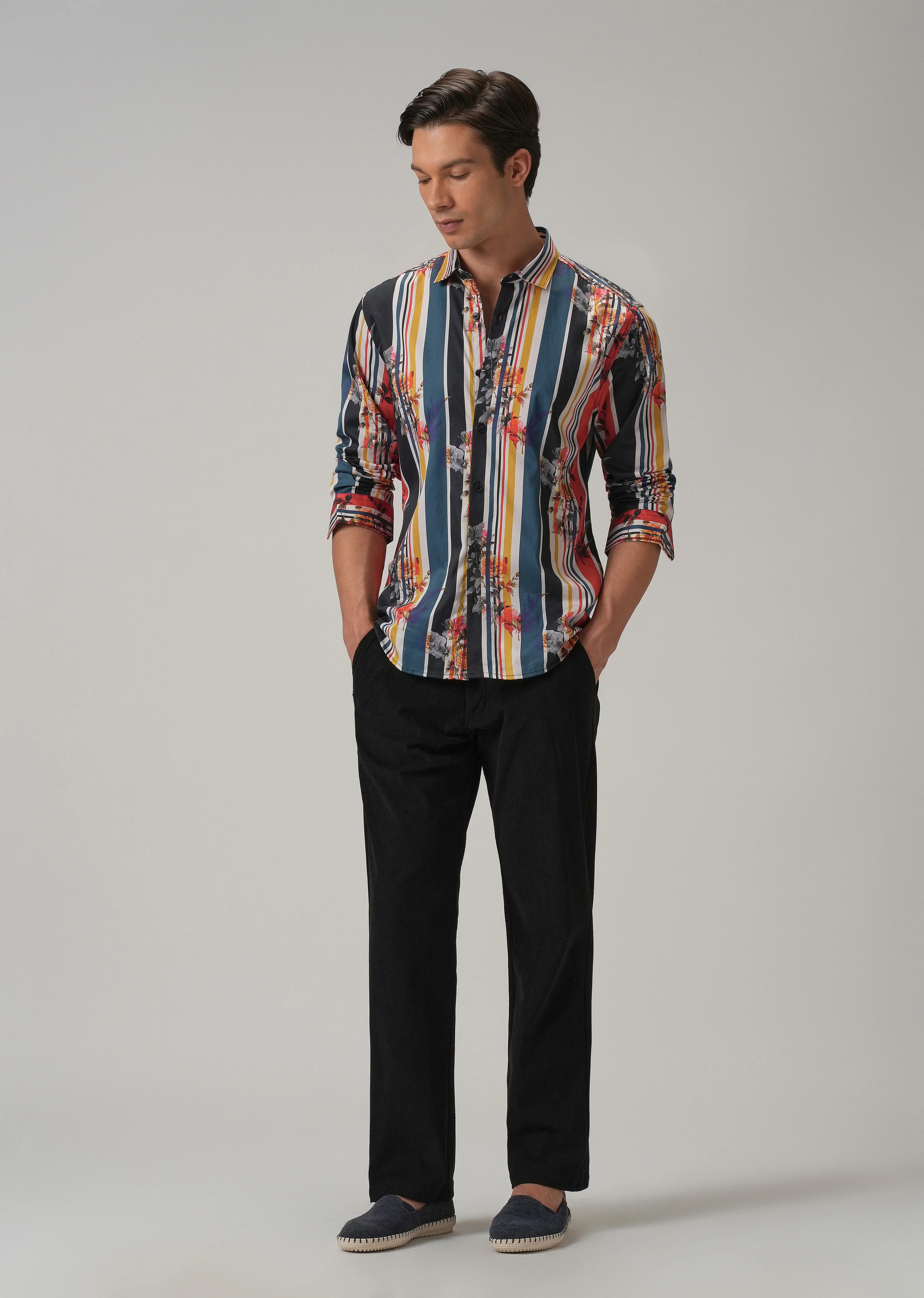 Floral Striped Printed Shirt