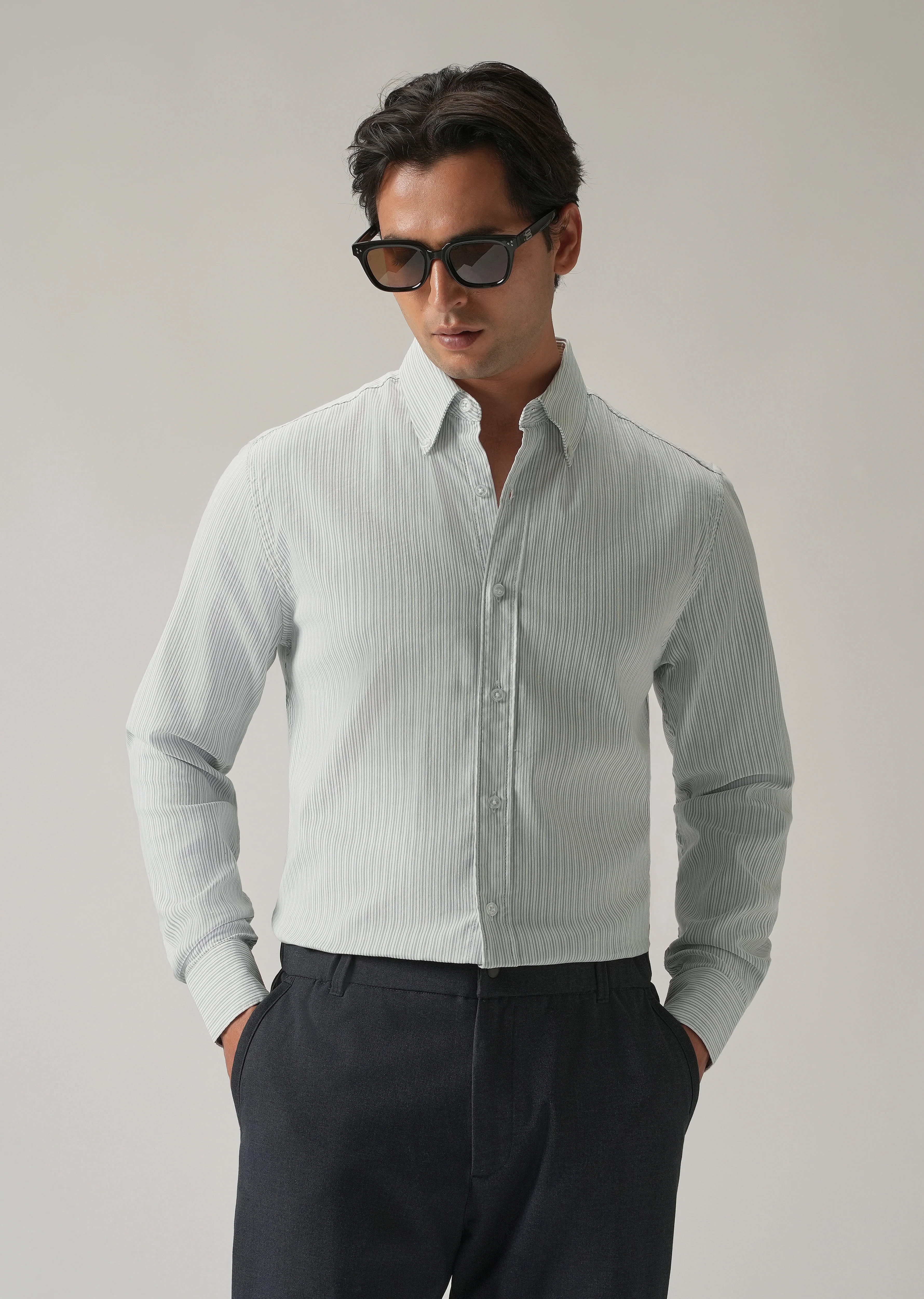 Green Pinstripe Shirt