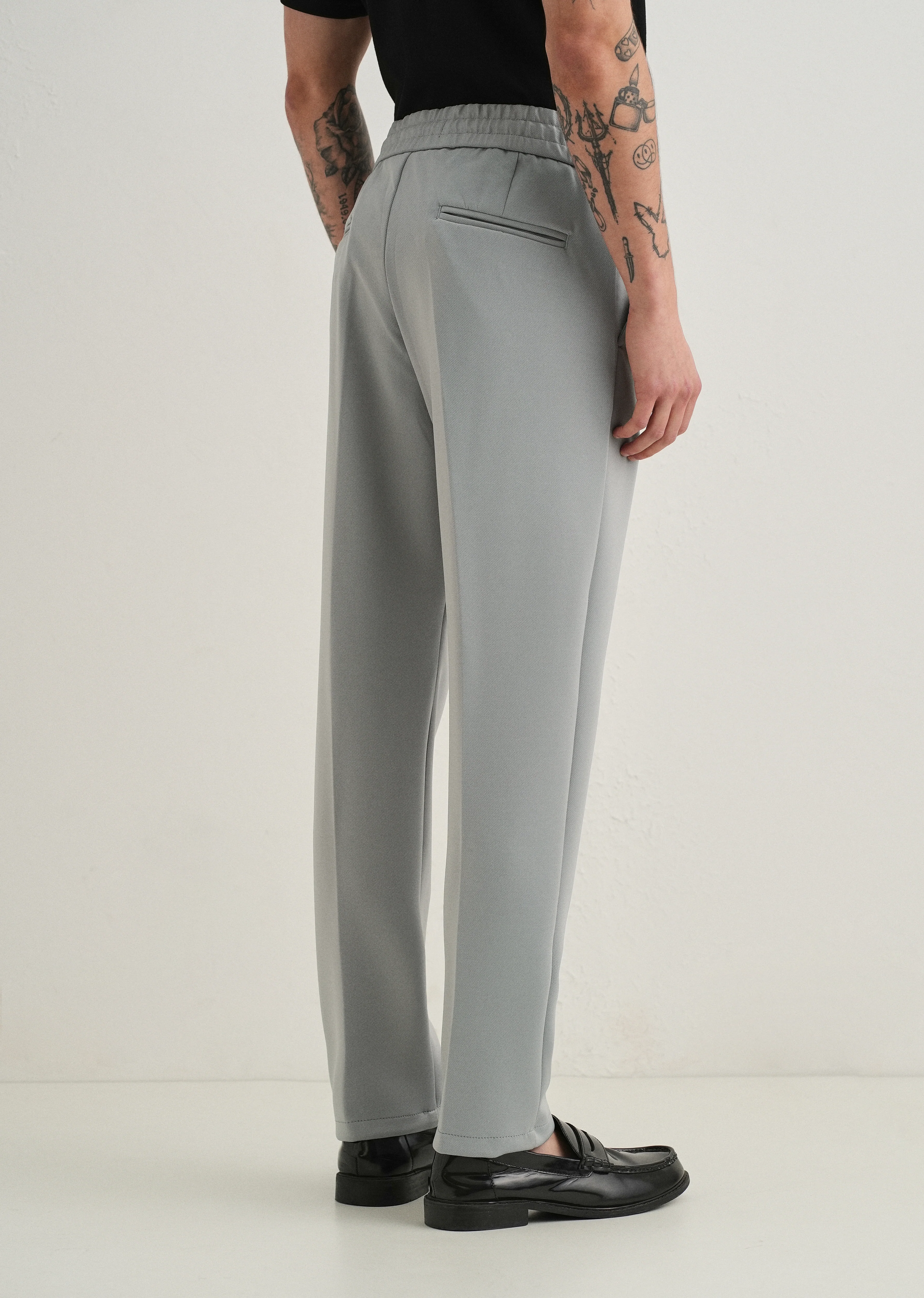 Grey Drawstring Trousers - Image 2