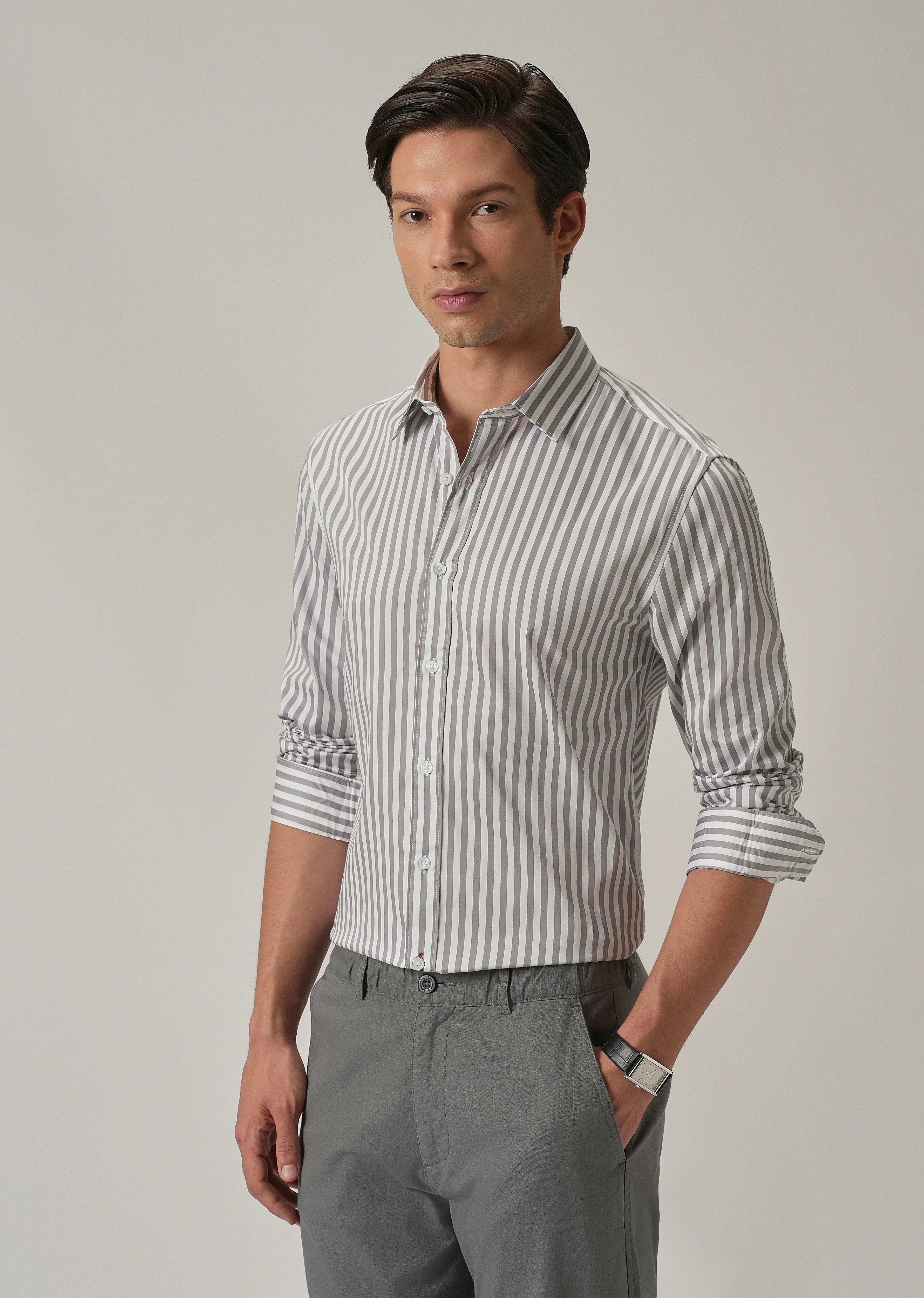Lavender Satin Pin Stripe Shirt