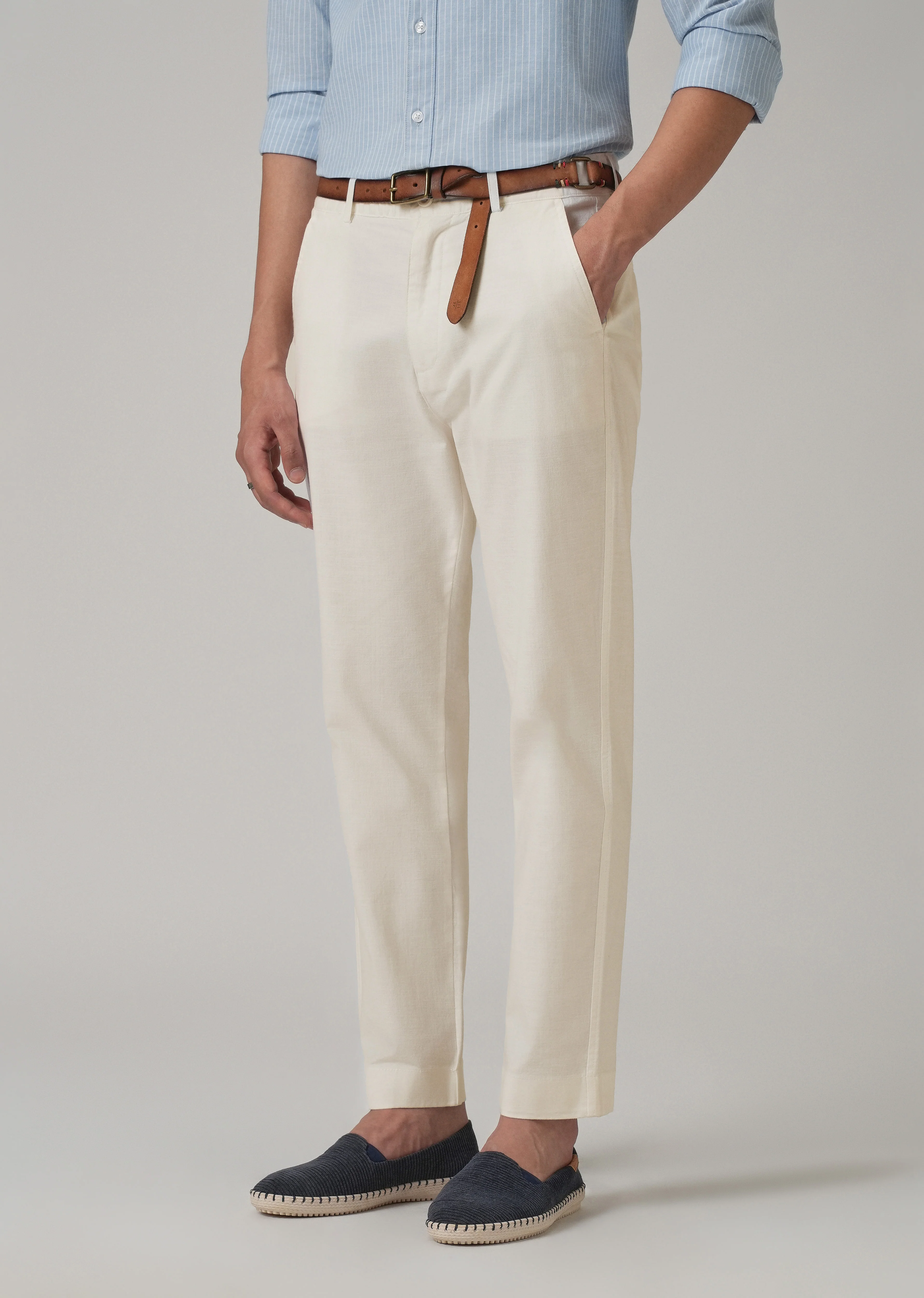 Light Cream Cotton Trouser