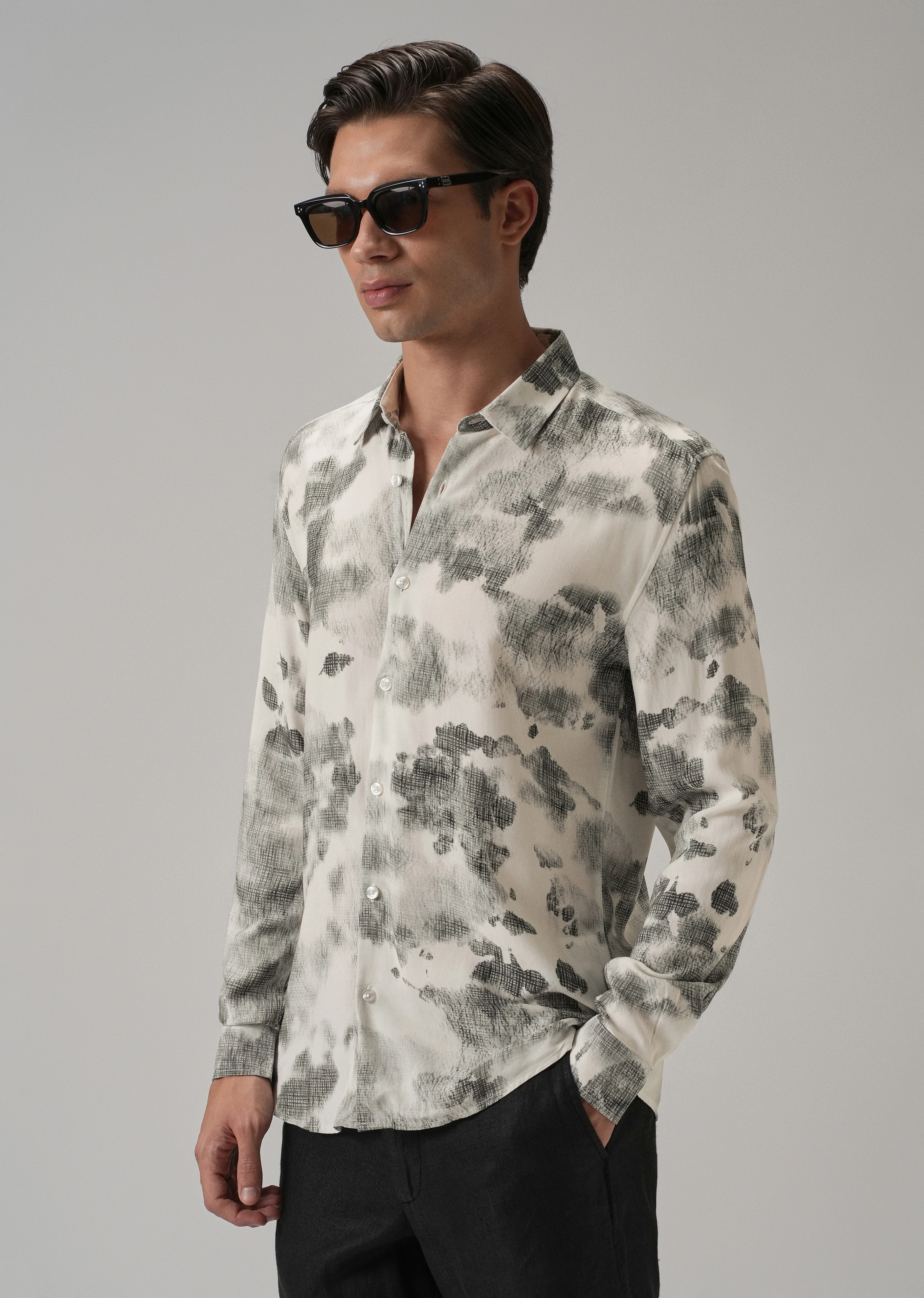 Light Grey Abstract Printed shirt