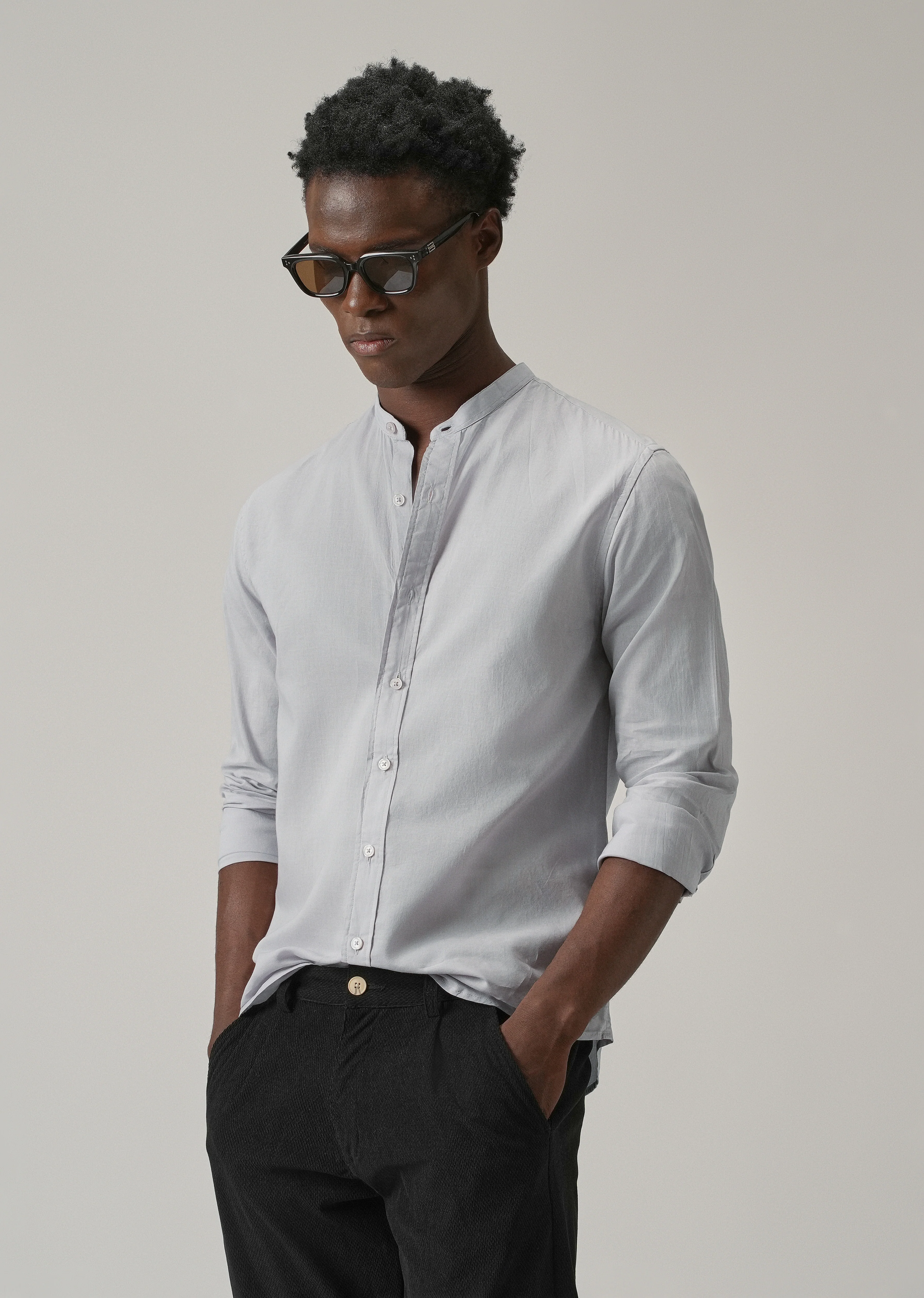 Light Grey Plain Cotton Shirt