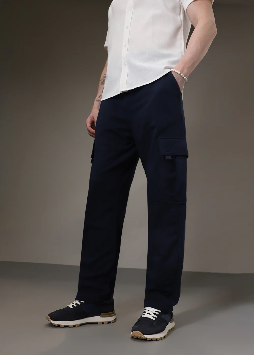 Navy Blue Cargo Joggers