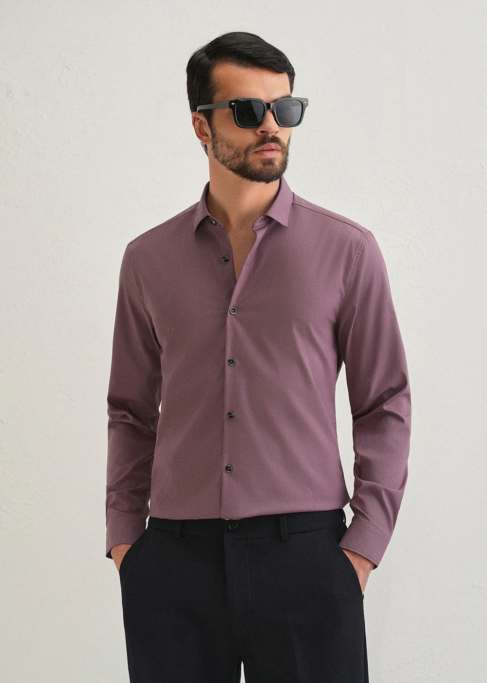Nude Pink Plain Wrinkle Free Shirt