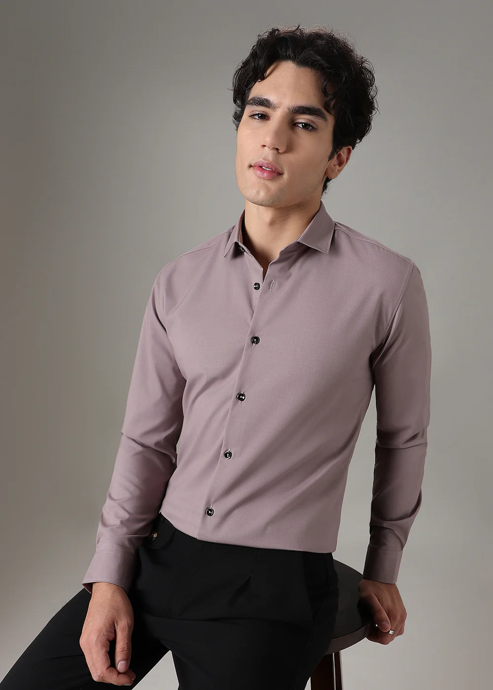 Nude Plain Wrinkle Free Shirt