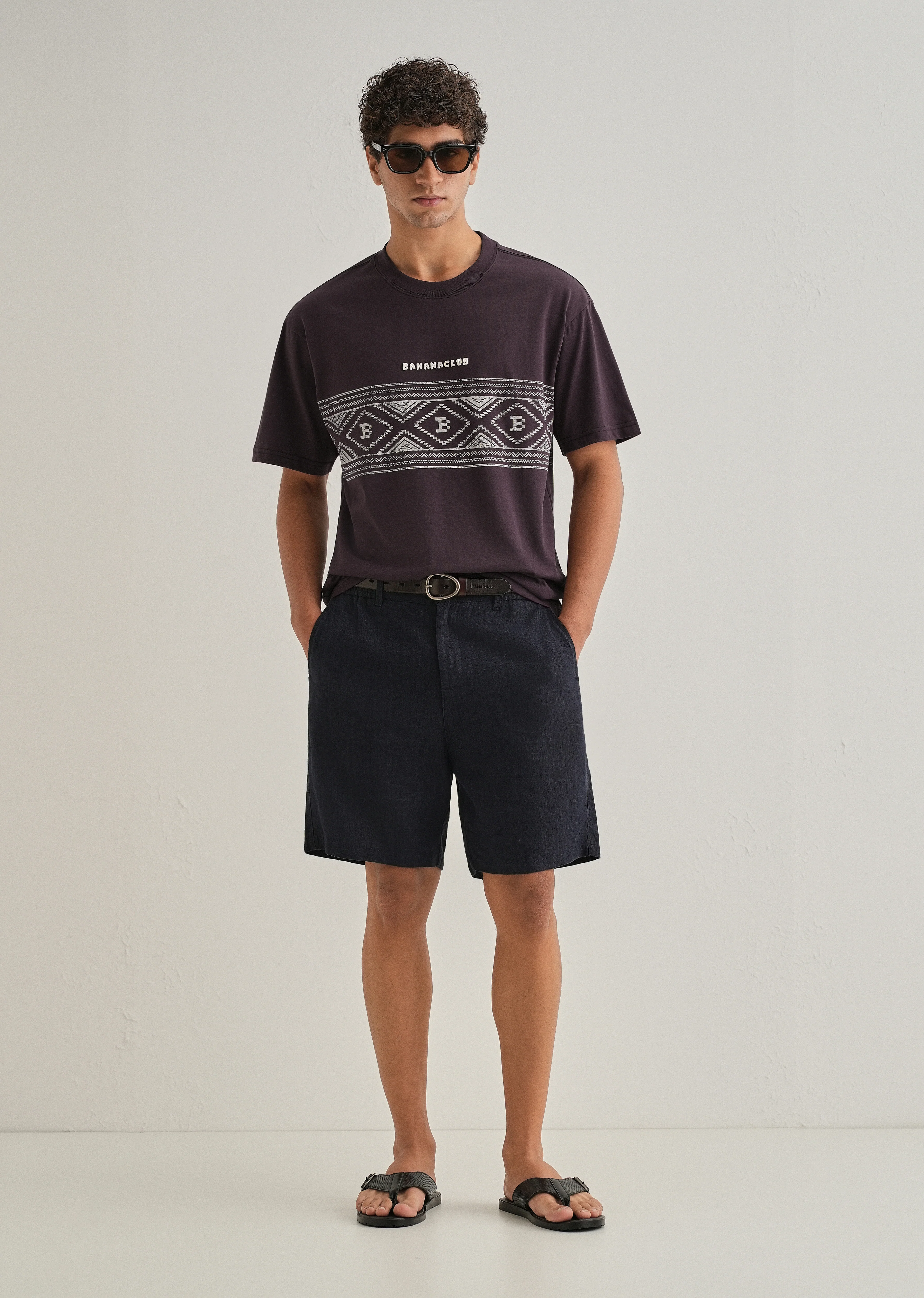 Purple Aztec Printed Oversized T-shirt