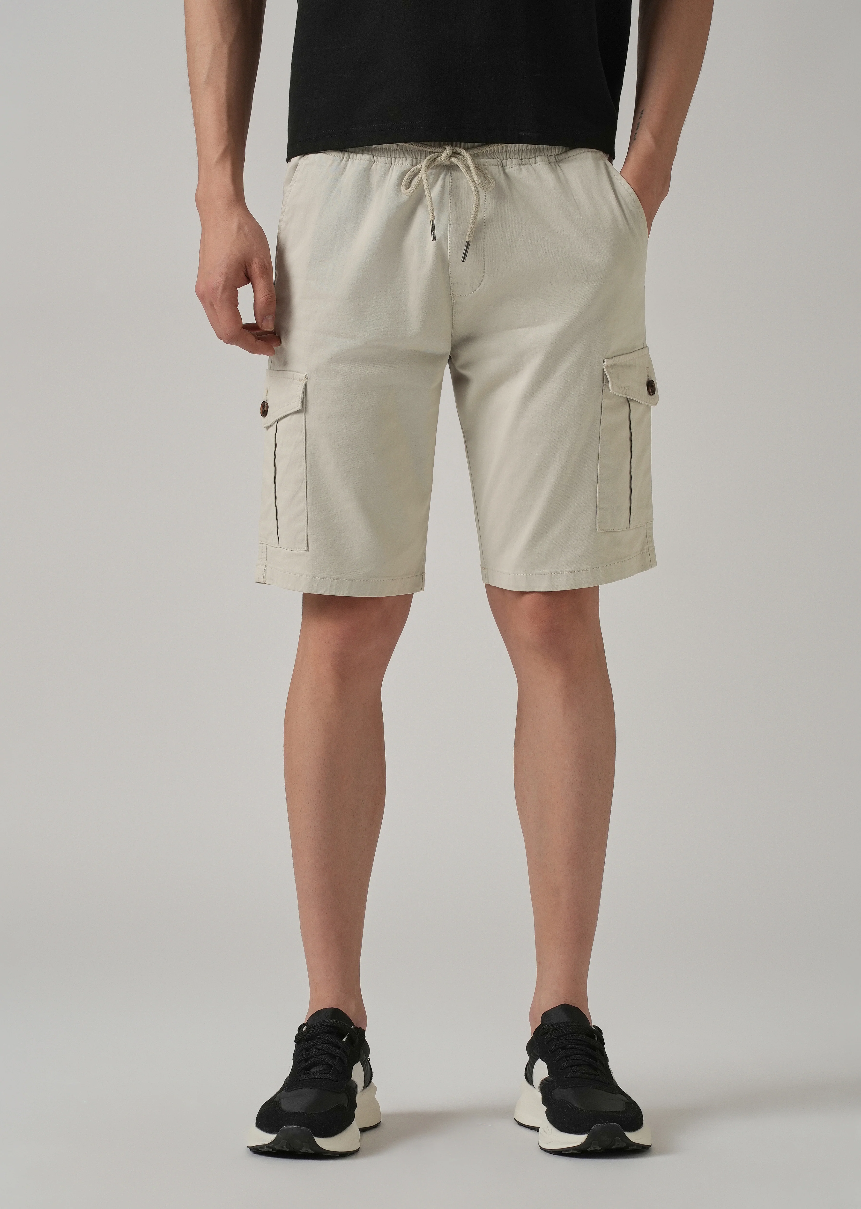 Smoke Grey Cotton Cargo Shorts