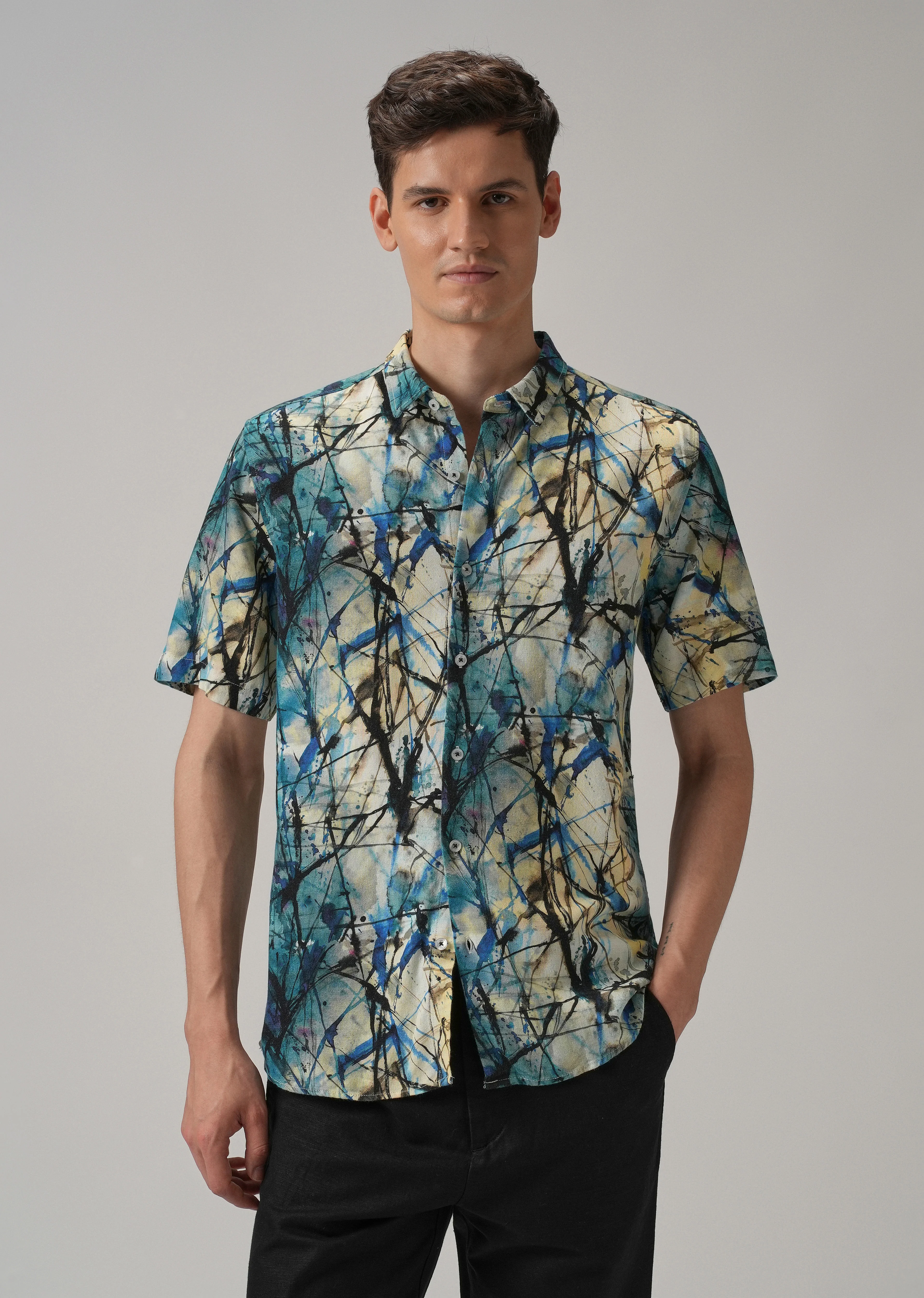 Spatter Blue Half Sleeve shirt