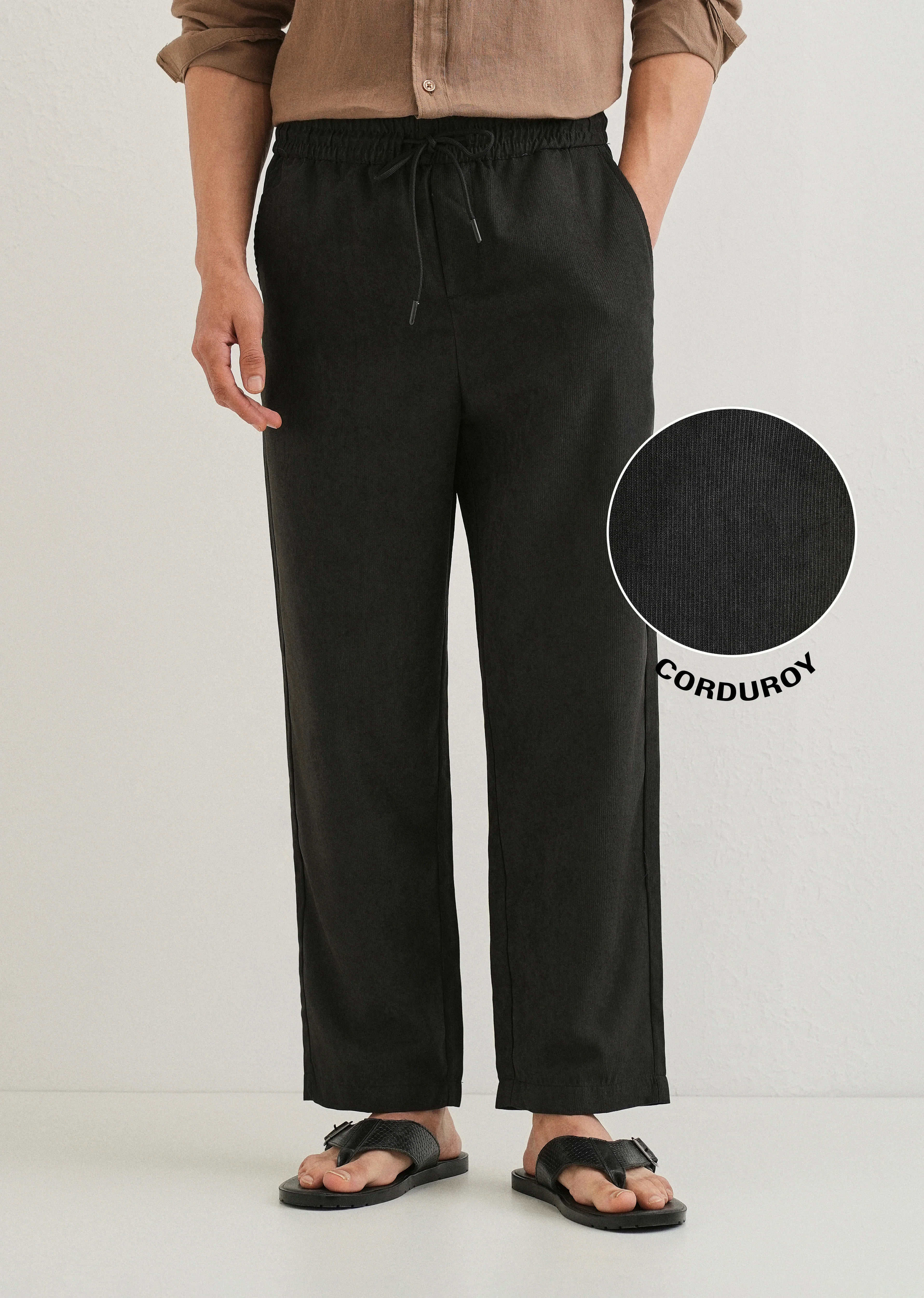 Taupe Grey Pin Stripe Corduroy Pant