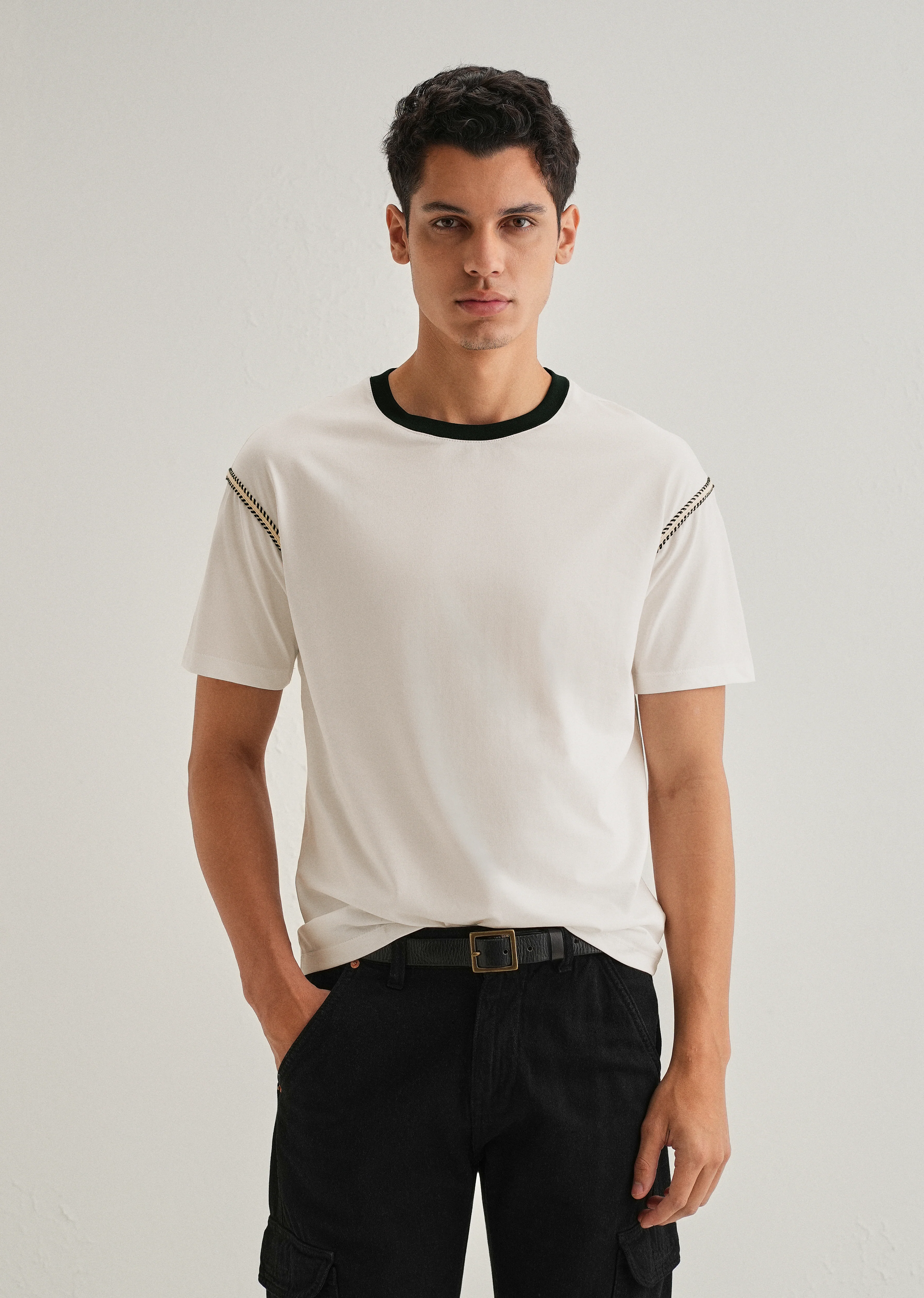 White Lace Applique T-shirt