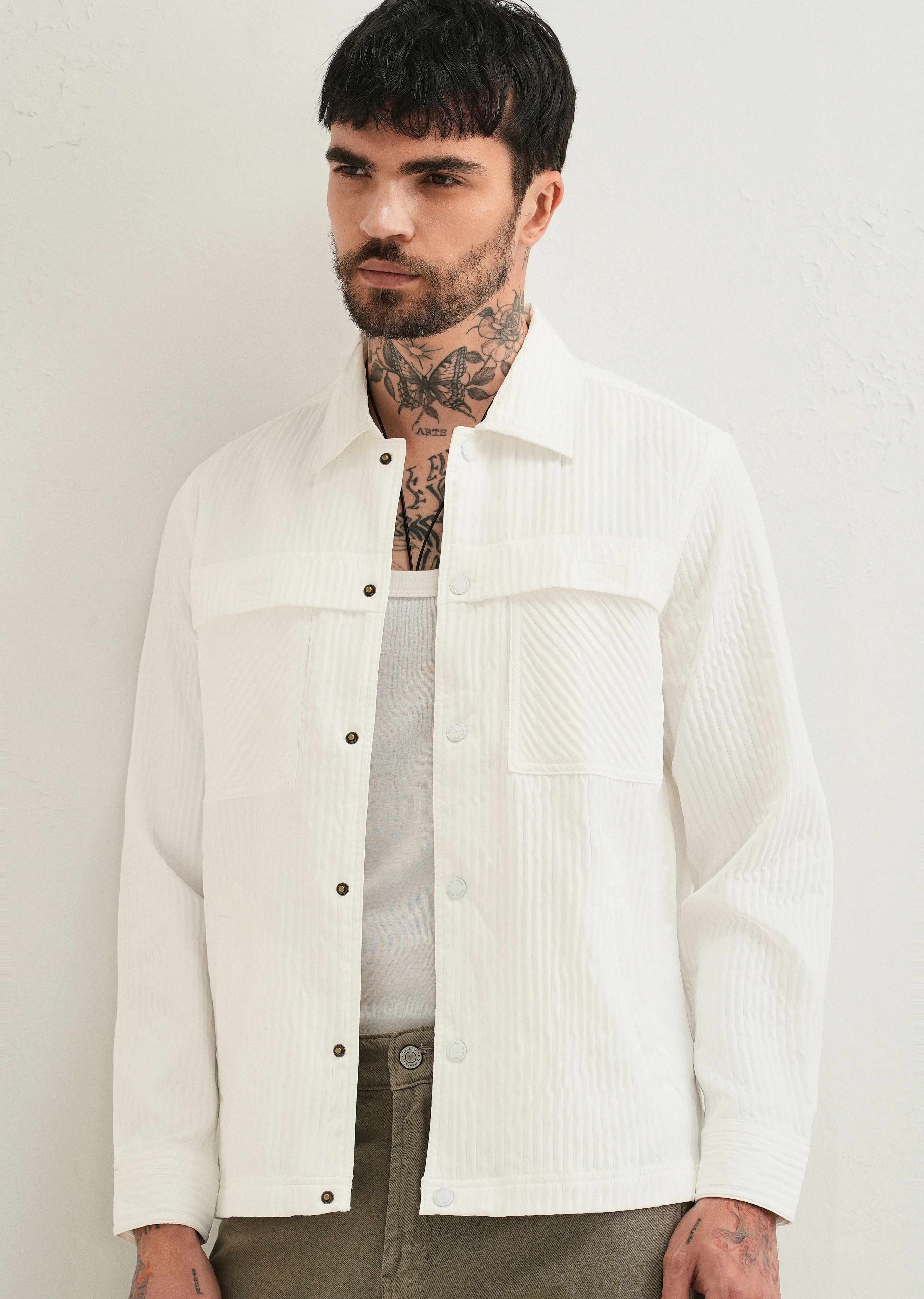 White Textured Utility Shacket